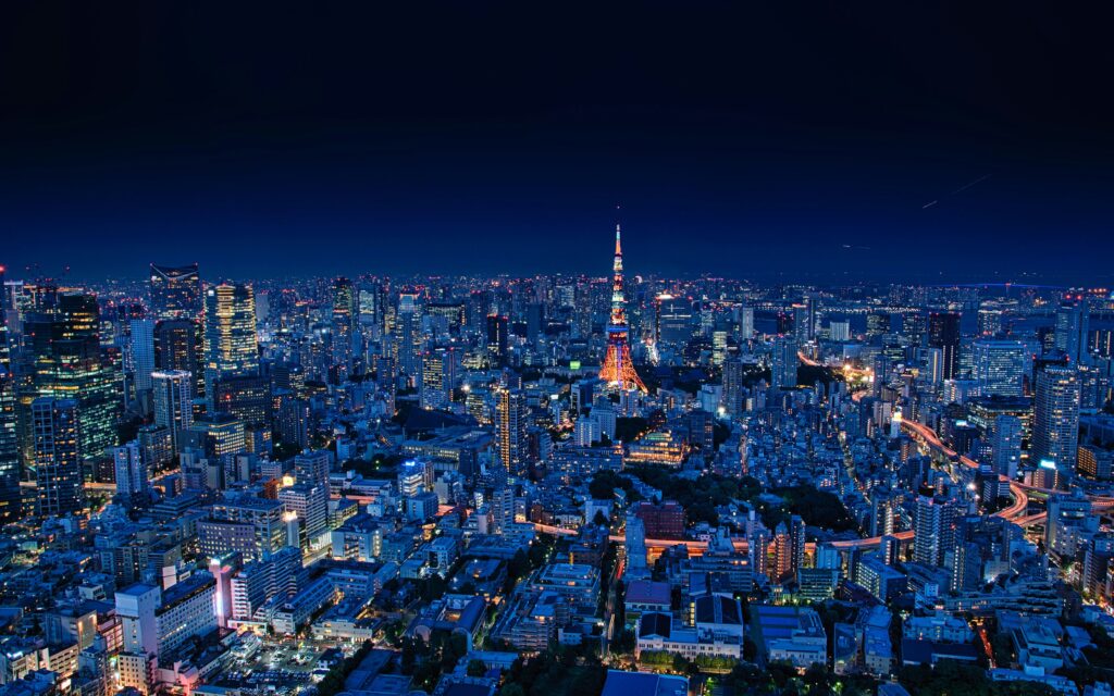 Vue de la ville de Tokyo et de la Tokyo Tower de nuit